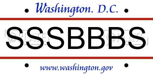 SSSBBBS District Of Columbia License Plate