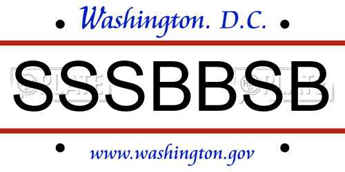 SSSBBSB District Of Columbia License Plate