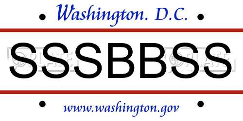 SSSBBSS District Of Columbia License Plate