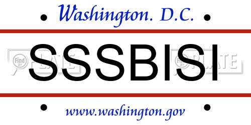SSSBISI District Of Columbia License Plate