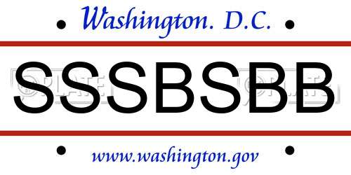 SSSBSBB District Of Columbia License Plate