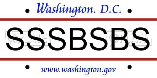 SSSBSBS District Of Columbia License Plate
