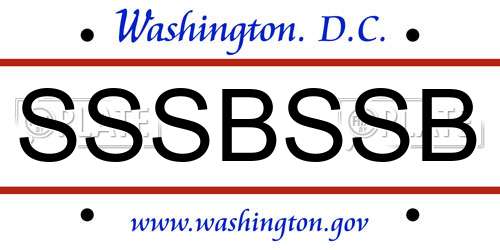 SSSBSSB District Of Columbia License Plate