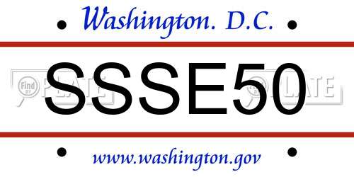 SSSE50 District Of Columbia License Plate