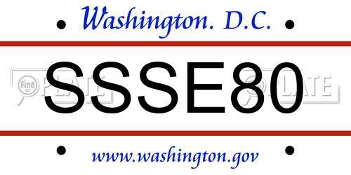 SSSE80 District Of Columbia License Plate