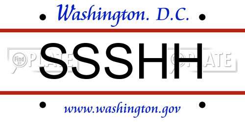 SSSHH District Of Columbia License Plate