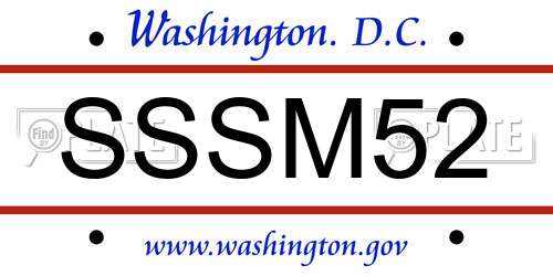 SSSM52 District Of Columbia License Plate