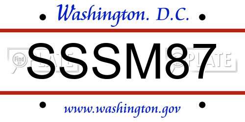 SSSM87 District Of Columbia License Plate
