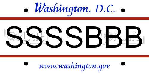 SSSSBBB District Of Columbia License Plate