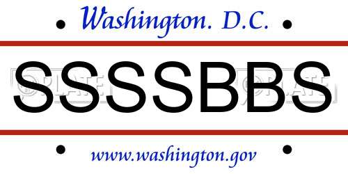 SSSSBBS District Of Columbia License Plate