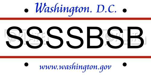 SSSSBSB District Of Columbia License Plate