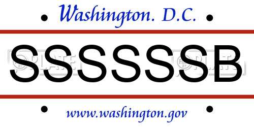 SSSSSSB District Of Columbia License Plate