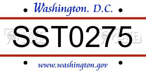 SST0275 District Of Columbia License Plate