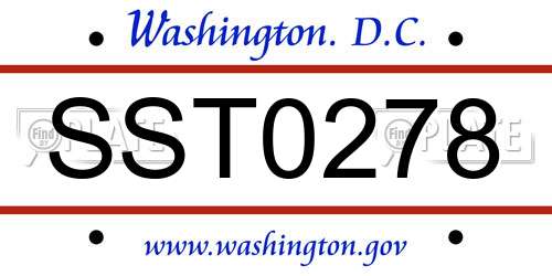 SST0278 District Of Columbia License Plate