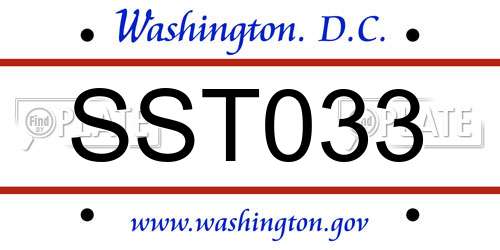 SST033 District Of Columbia License Plate
