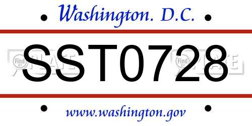 SST0728 District Of Columbia License Plate