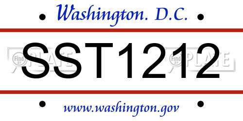 SST1212 District Of Columbia License Plate