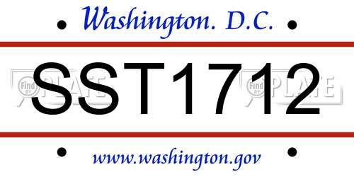 SST1712 District Of Columbia License Plate