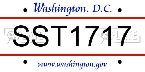 SST1717 District Of Columbia License Plate