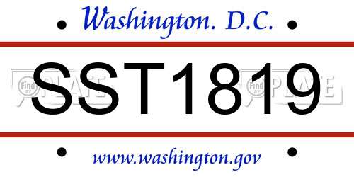 SST1819 District Of Columbia License Plate