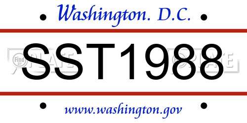 SST1988 District Of Columbia License Plate
