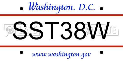 SST38W District Of Columbia License Plate
