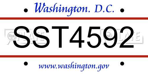 SST4592 District Of Columbia License Plate