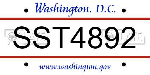 SST4892 District Of Columbia License Plate