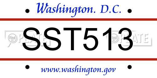 SST513 District Of Columbia License Plate