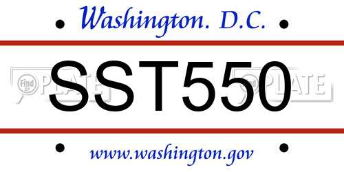 SST550 District Of Columbia License Plate