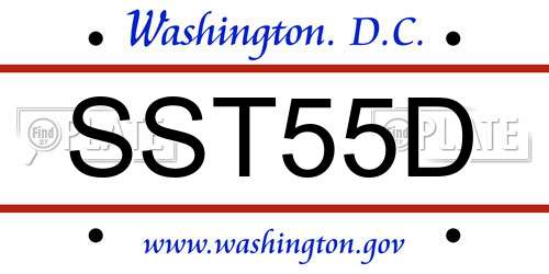 SST55D District Of Columbia License Plate