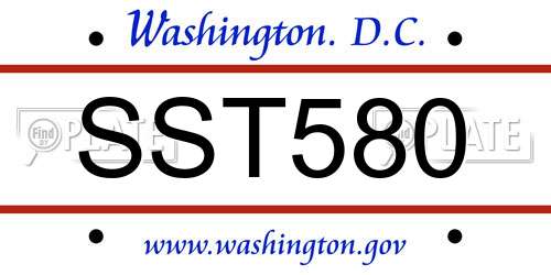 SST580 District Of Columbia License Plate