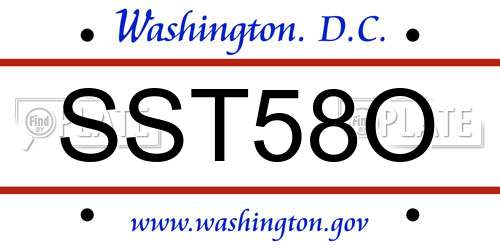 SST58O District Of Columbia License Plate