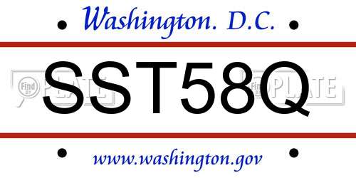 SST58Q District Of Columbia License Plate