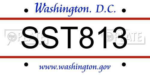 SST813 District Of Columbia License Plate