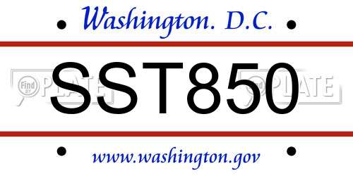 SST850 District Of Columbia License Plate