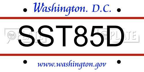 SST85D District Of Columbia License Plate