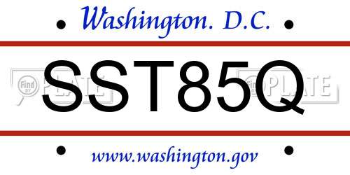 SST85Q District Of Columbia License Plate