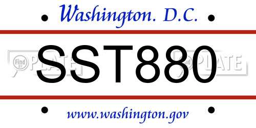SST880 District Of Columbia License Plate
