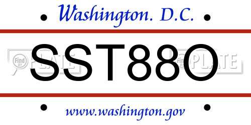SST88O District Of Columbia License Plate