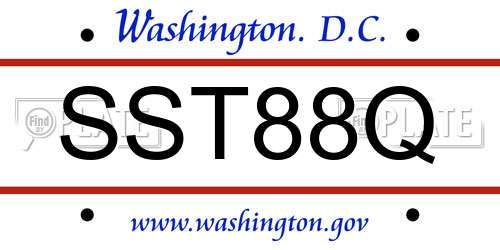SST88Q District Of Columbia License Plate