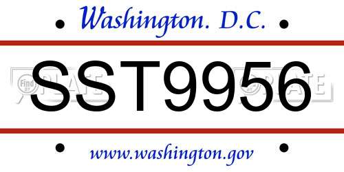 SST9956 District Of Columbia License Plate