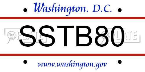 SSTB80 District Of Columbia License Plate