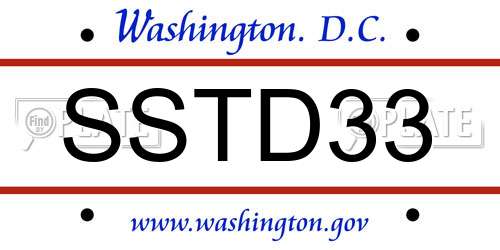 SSTD33 District Of Columbia License Plate