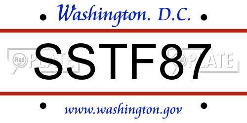 SSTF87 District Of Columbia License Plate