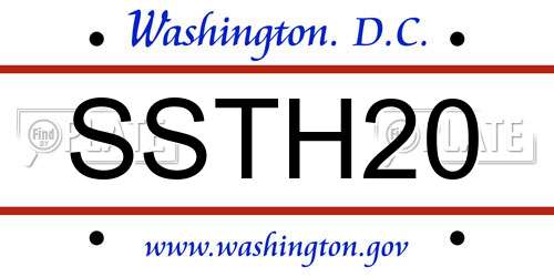 SSTH20 District Of Columbia License Plate