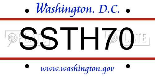 SSTH70 District Of Columbia License Plate