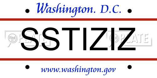 SSTIZIZ District Of Columbia License Plate
