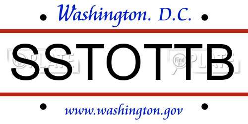 SSTOTTB District Of Columbia License Plate