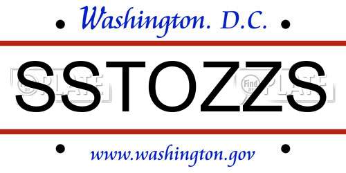 SSTOZZS District Of Columbia License Plate